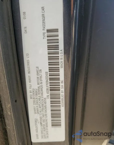 2008 Subaru Legacy Gt Limited из США, поврежденный, VIN 4S3BL676284222458